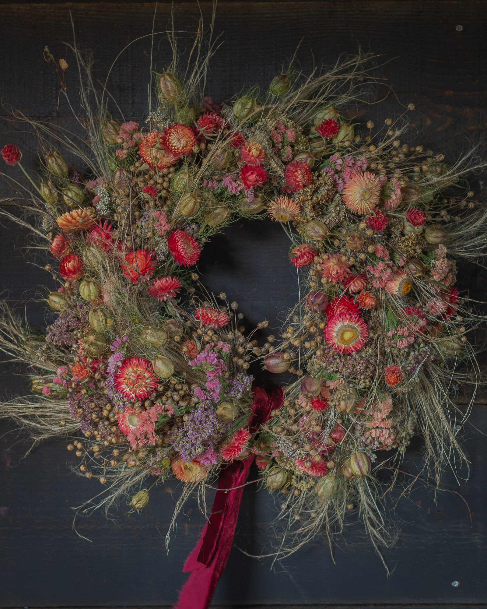 "Full Moon" Everlasting Dried Flower Wreath